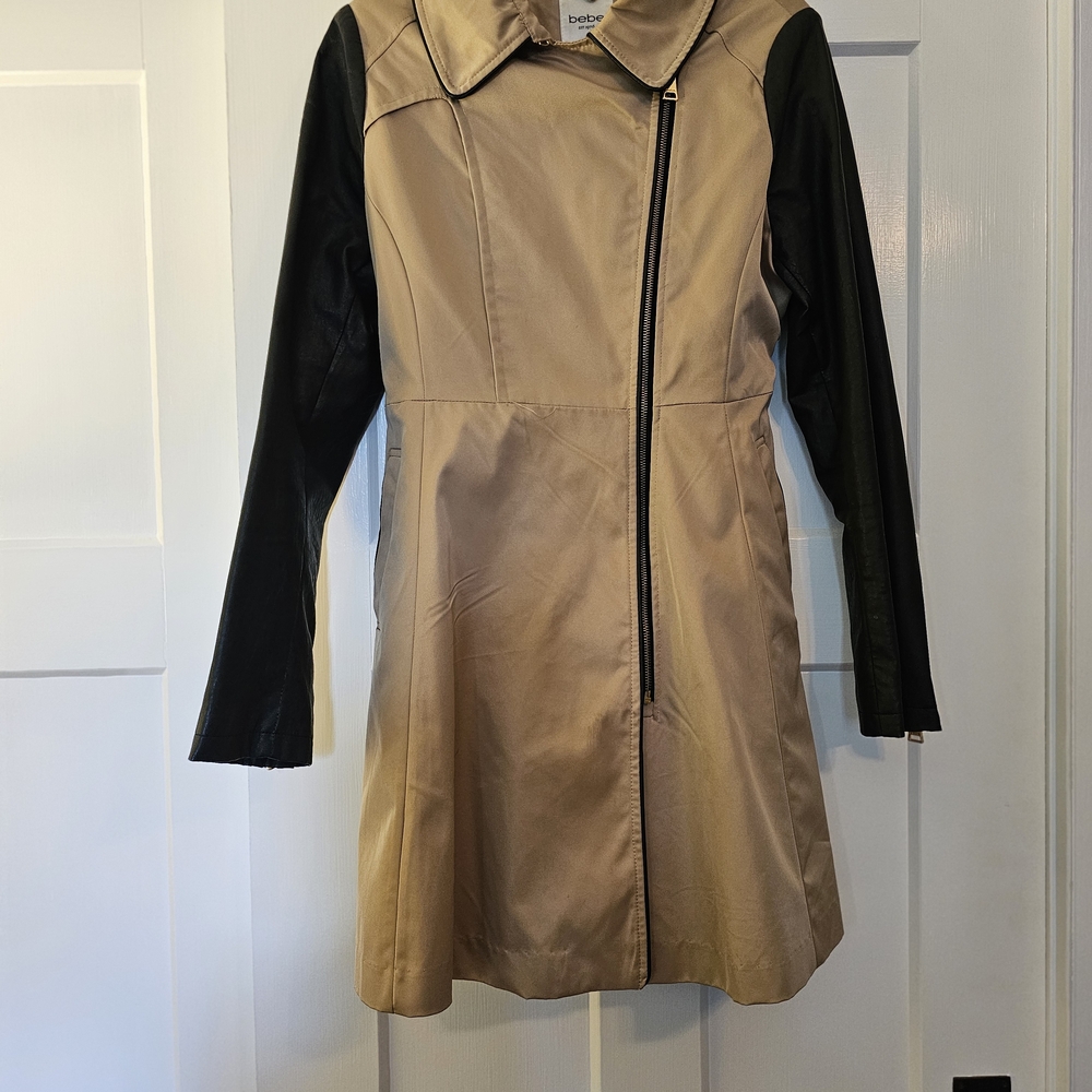 bebe Tan and Black Trench Coat